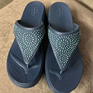 Crocs Monterey Diamanté Navy Blue Ladies Size 9